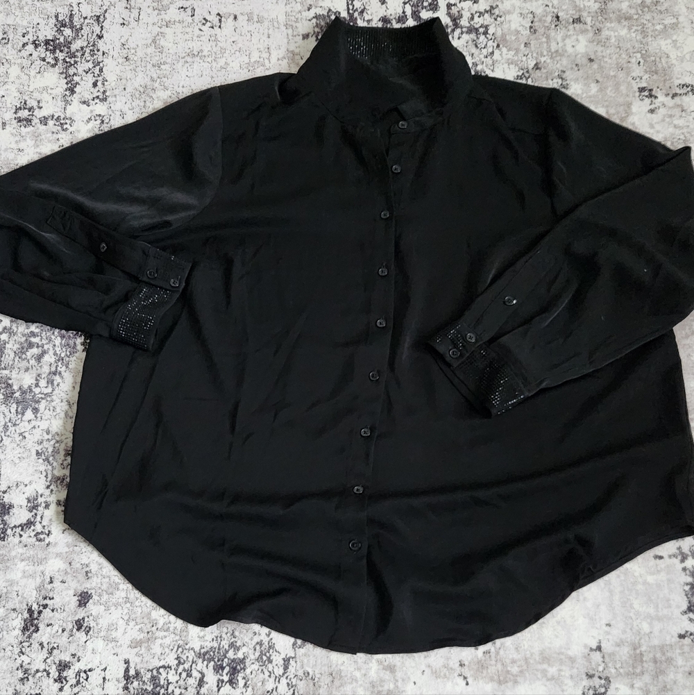 Torrid Black Shirt with Embellished Collar